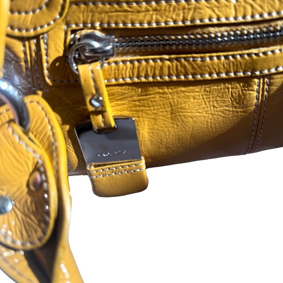 Nine West Mustard Shiny Faux Leather Handbag - Picture 6 of 7